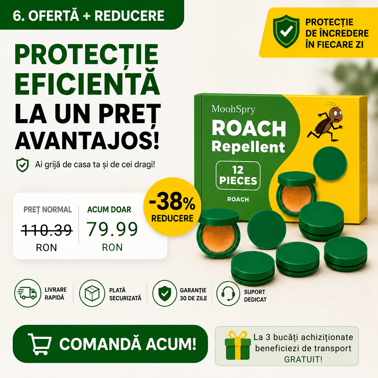 Pastile Anti Gândaci MoohSpry 12 Bucăți