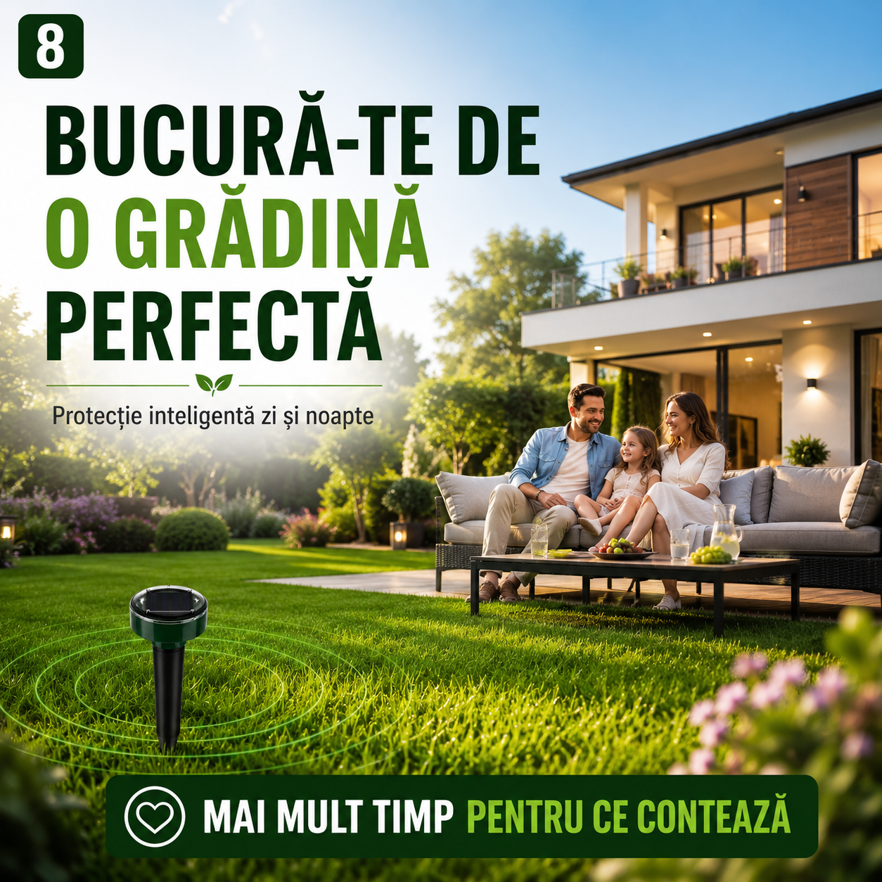 Aparat Solar cu Ultrasunete pentru Protecția Grădinii