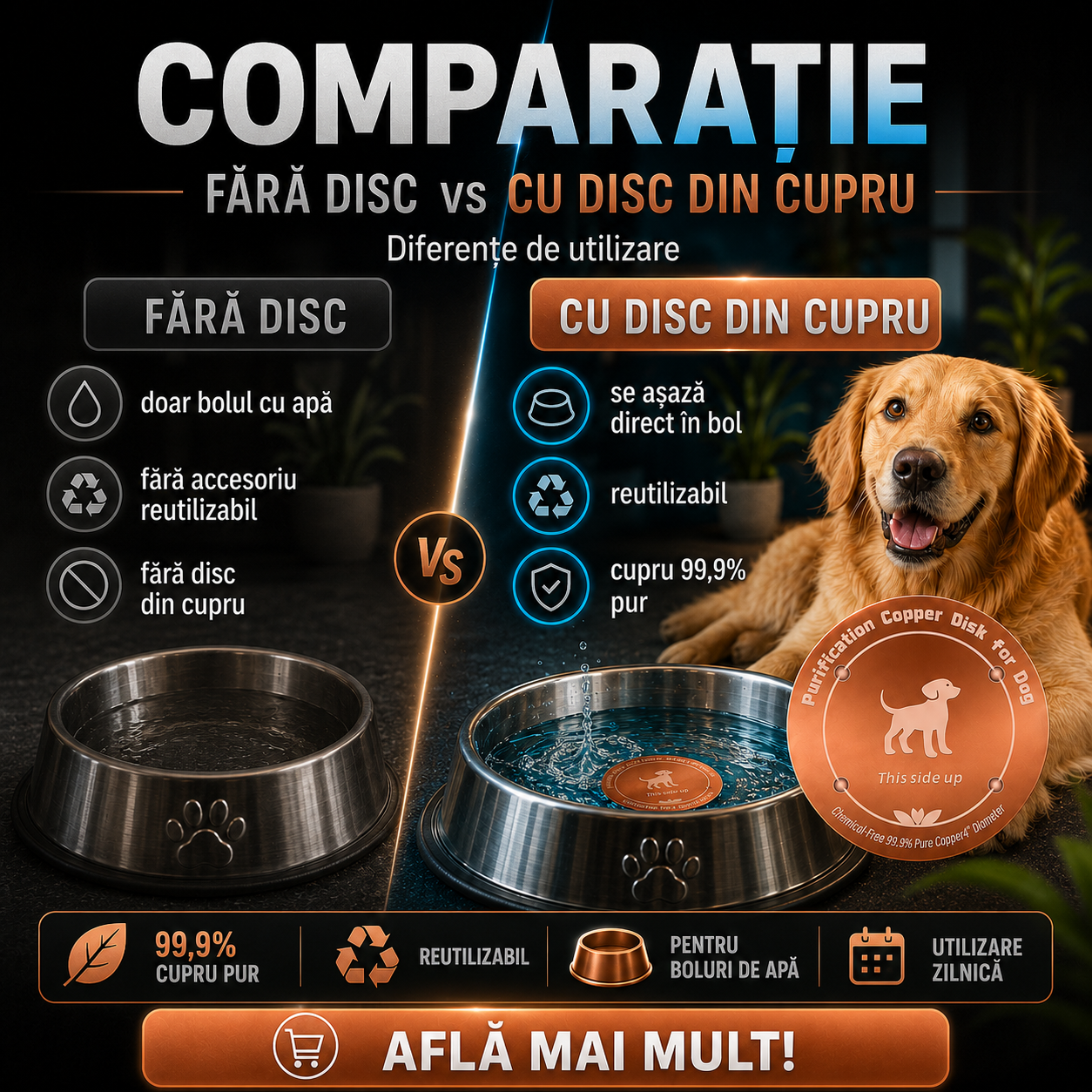 Disc din Cupru pentru Purificarea Apei Animalelor