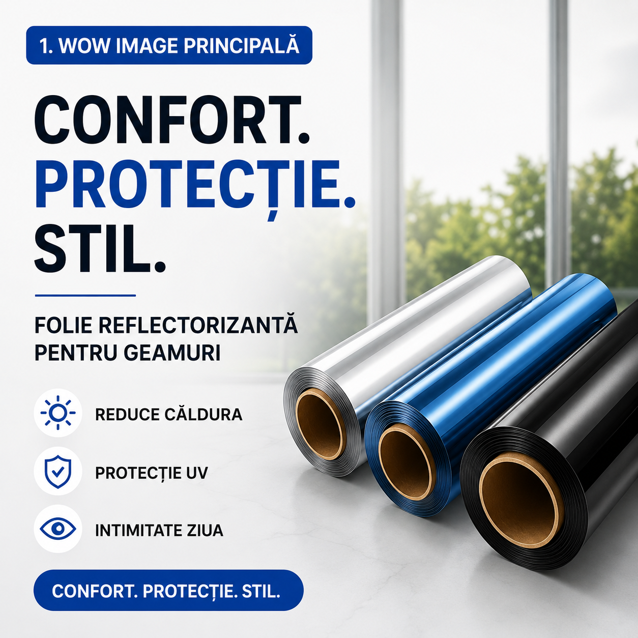 Folie Reflectorizantă pentru Geamuri. Protecție UV