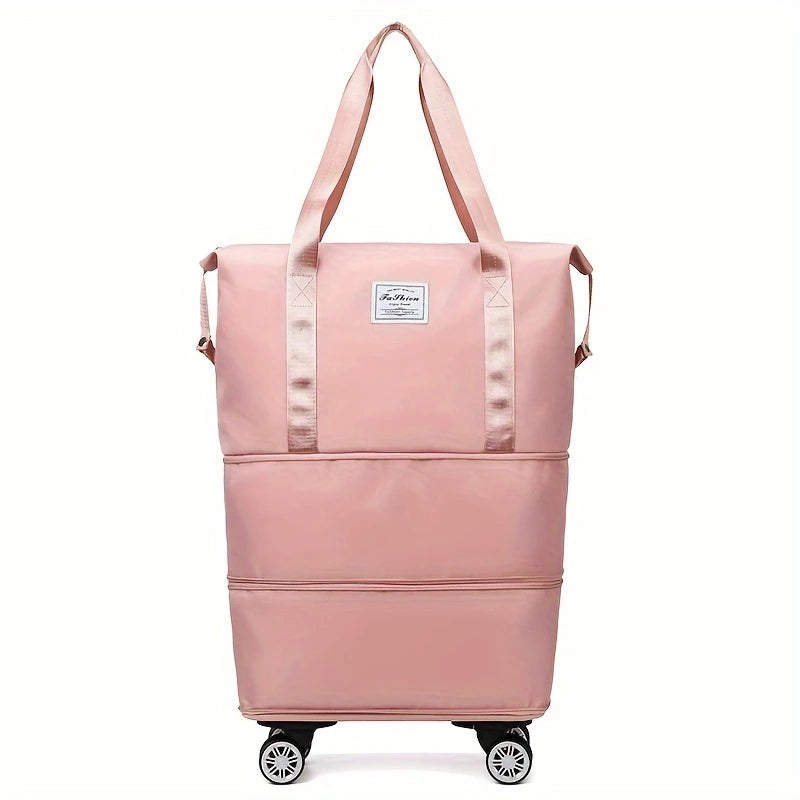 Голяма пътна чанта с цип, разтегателна, с колела