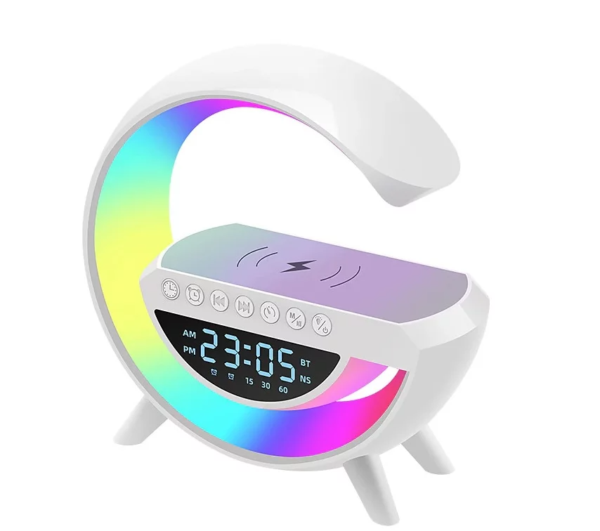 Лампа 3 в 1 - RGB Смарт Светлина, Безжично Бързо Зареждане, Bluetooth Колонка