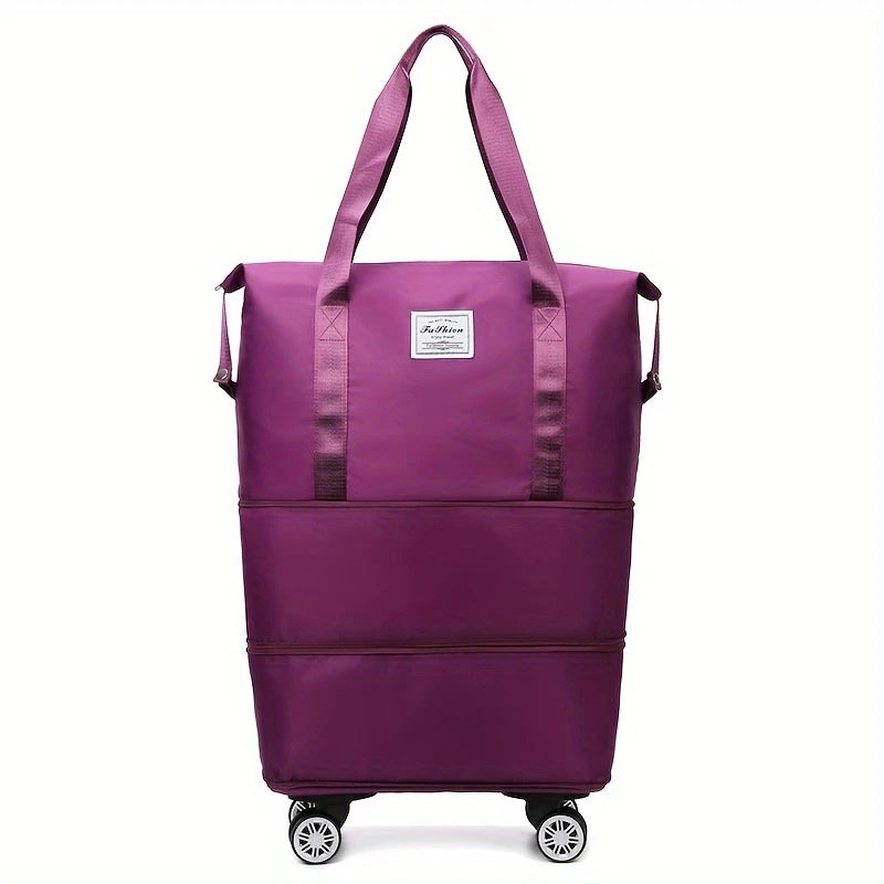 Голяма пътна чанта с цип, разтегателна, с колела