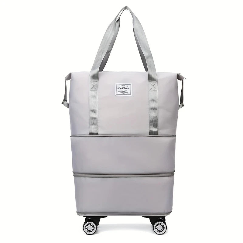 Голяма пътна чанта с цип, разтегателна, с колела