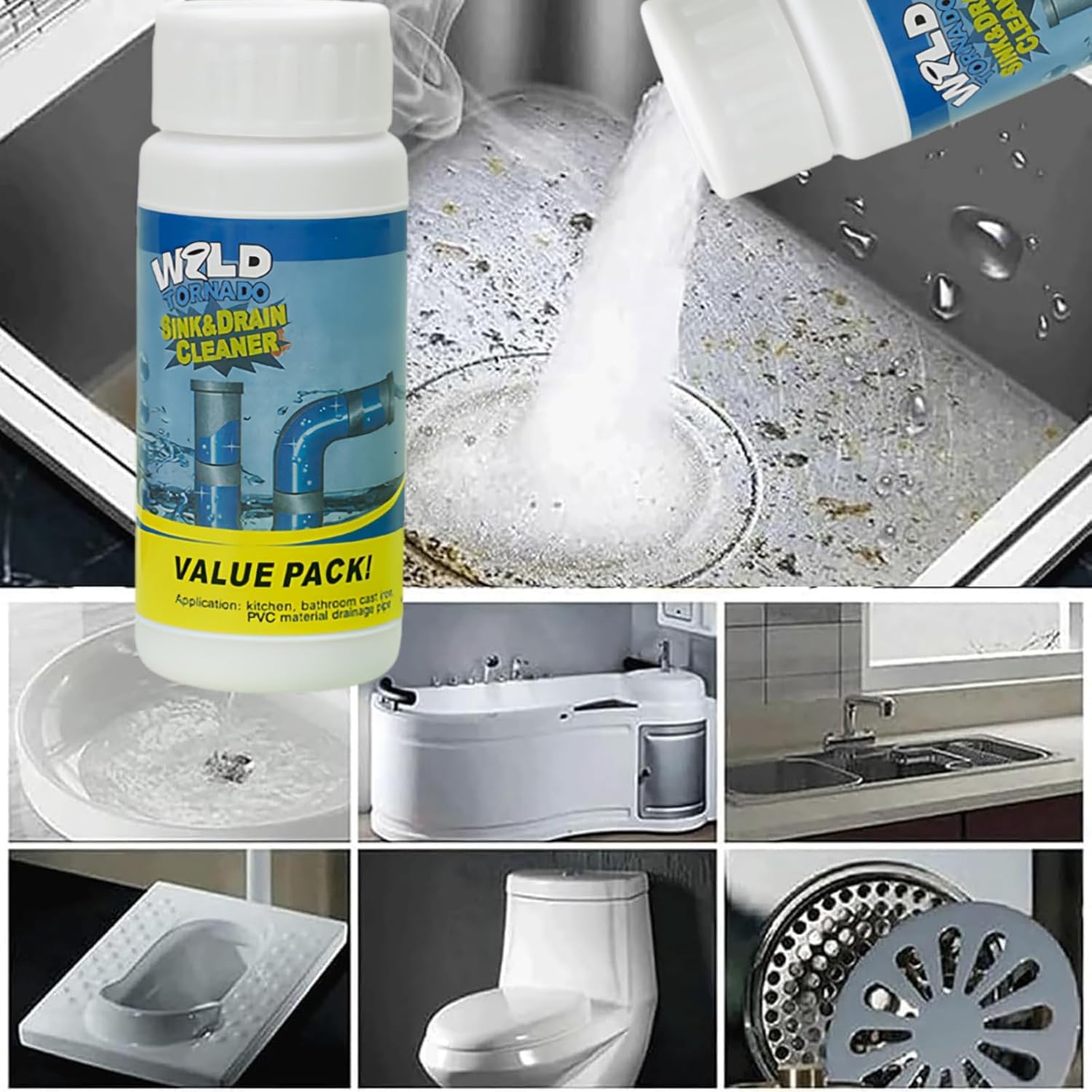 Моментален разтвор за почистване на канализационните тръби с дезодориращ ефект