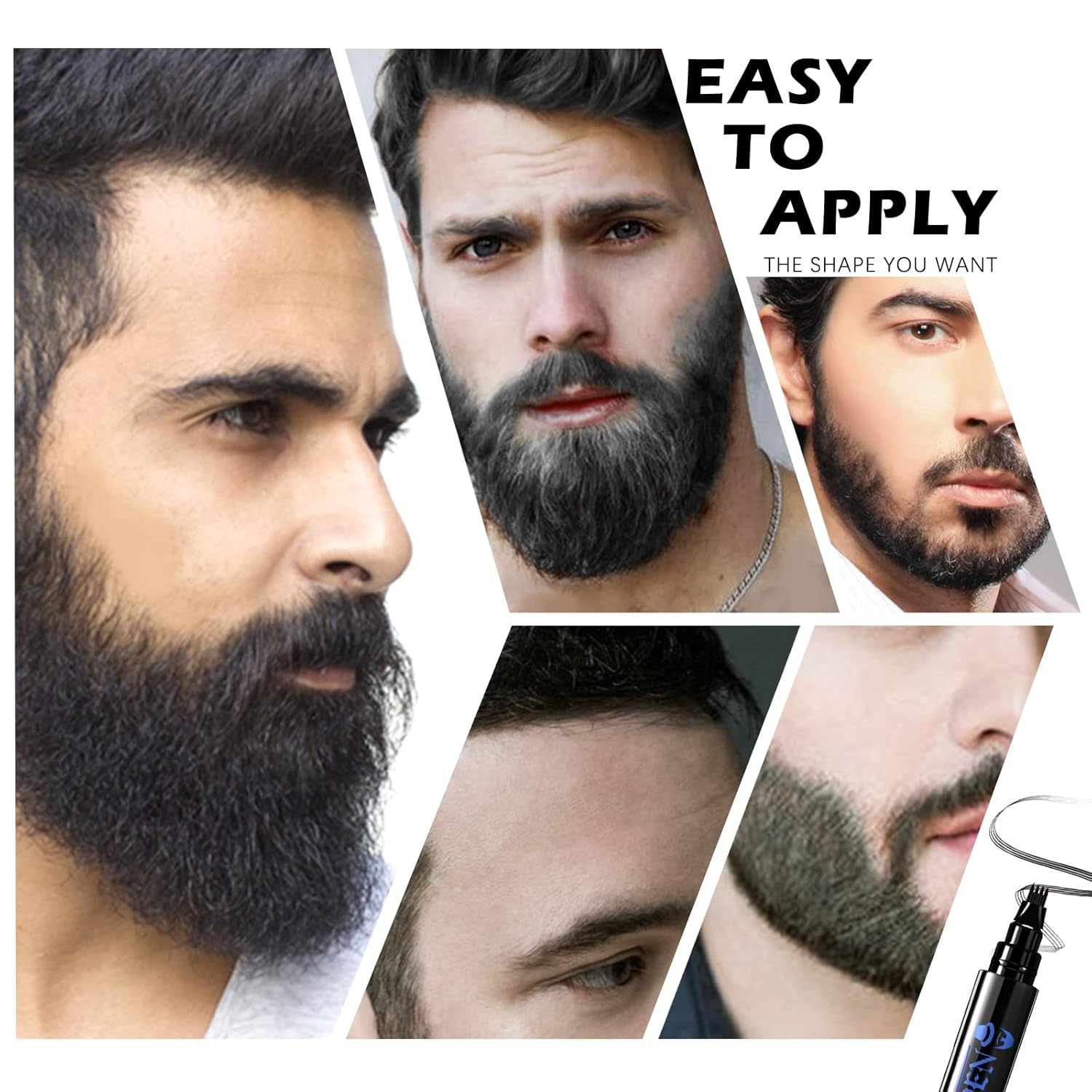 Пълен молив + четка за брада, запълване на празнини, водоустойчив 