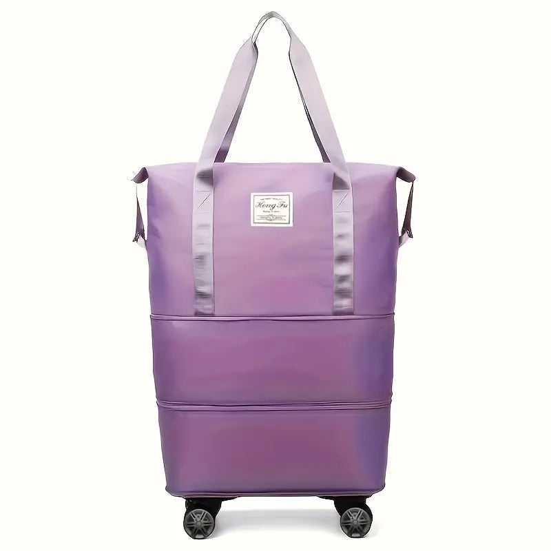 Голяма пътна чанта с цип, разтегателна, с колела